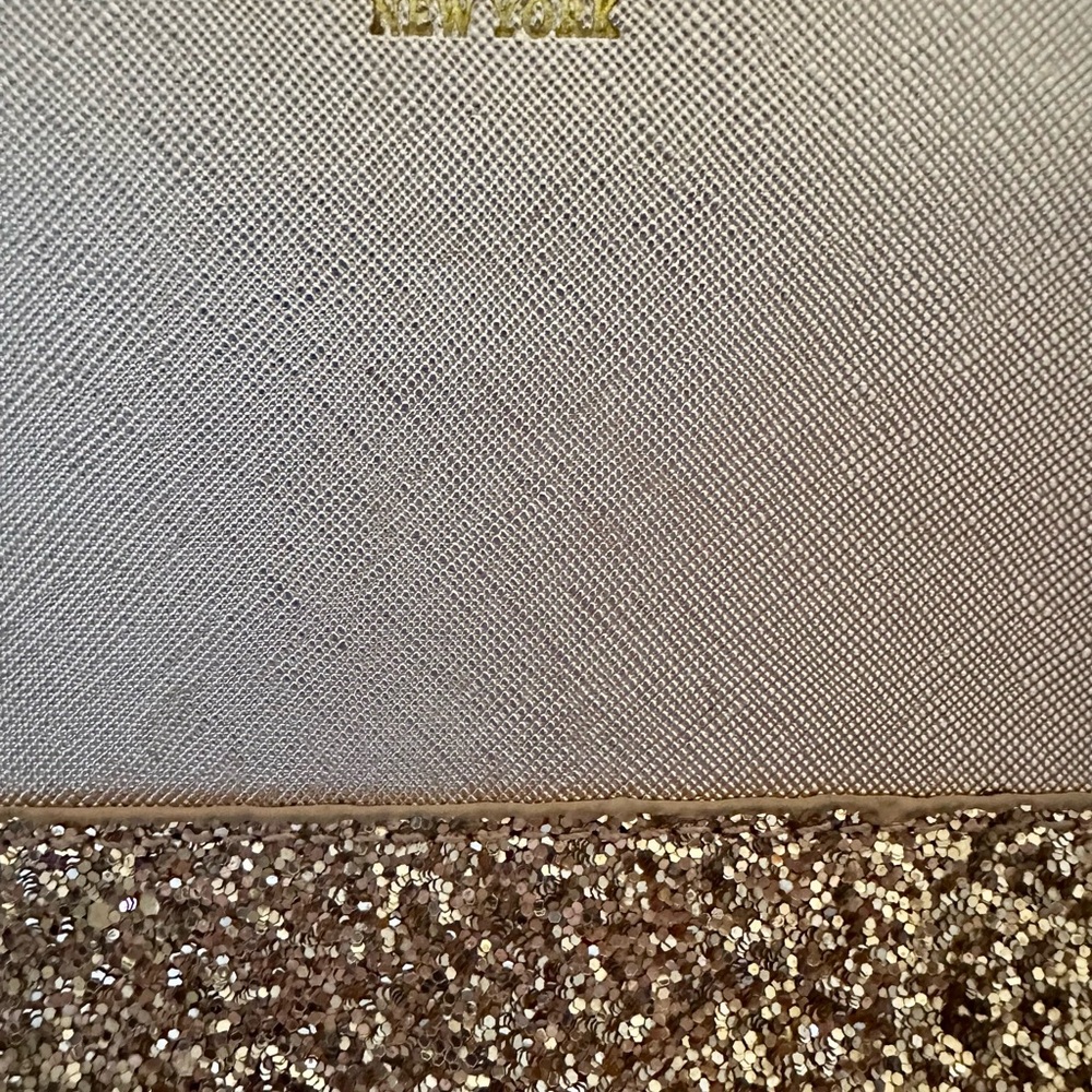 Kate Spade Greta Court Ramey Crossbody Cityscape (992) Saffiano PVC Gold Glitter - Picture 13 of 15